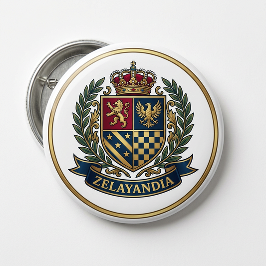 Zelayandia Family Crest Coat of Arms Pinback 3-inch