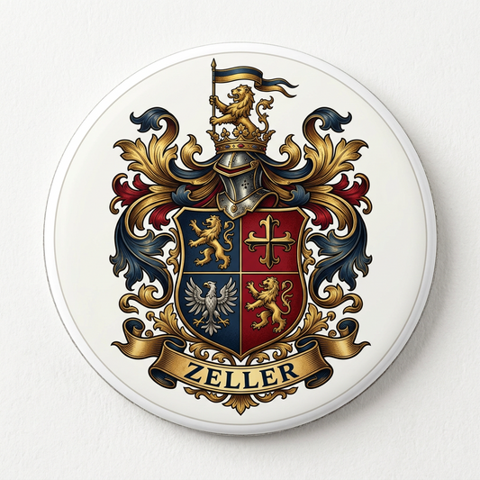 Zeller Family Crest Coat of Arms Pinback 3-inch