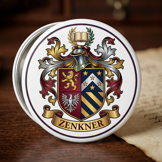 Zenkner Family Crest Coat of Arms Pinback 3-inch