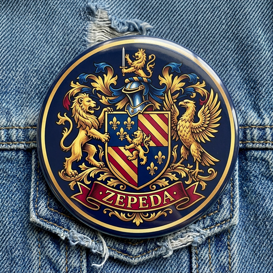 Zepeda Family Crest Coat of Arms Pinback 3-inch