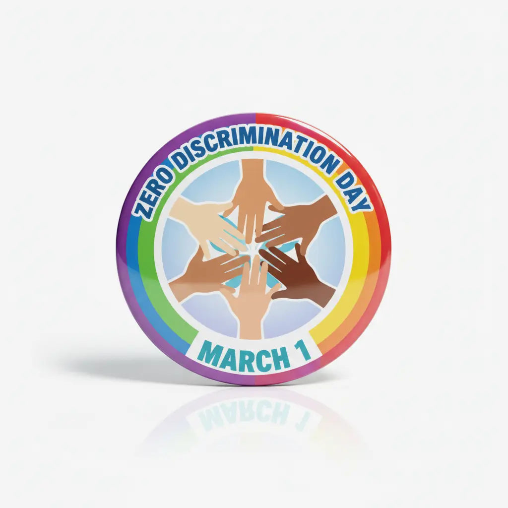 Zero Discrimination Day - March 1 Pin Button 2.25-inch - mypinbacks.com