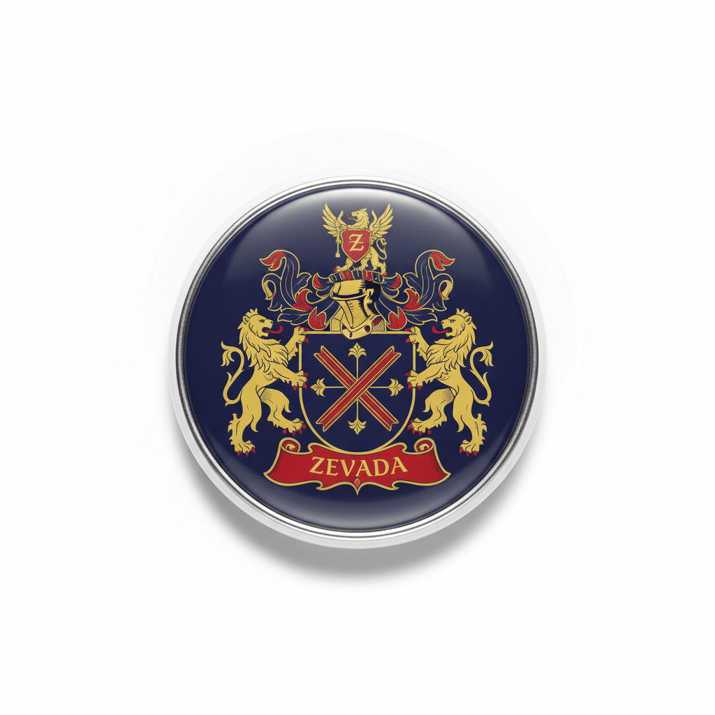 Zevada Family Crest Coat of Arms Pinback 3-inch - My Pinbacks