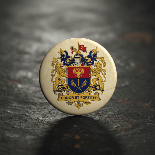 Zinenko Family Crest Coat of Arms Pinback 3-inch - My Pinbacks