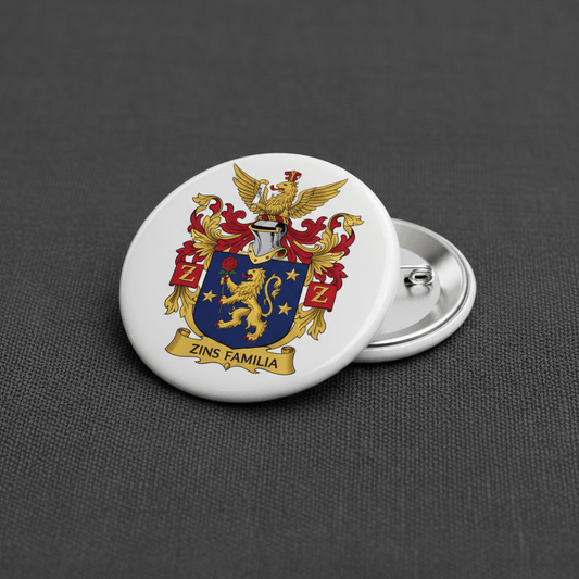 Zins Family Crest Coat of Arms Pinback 3-inch - My Pinbacks