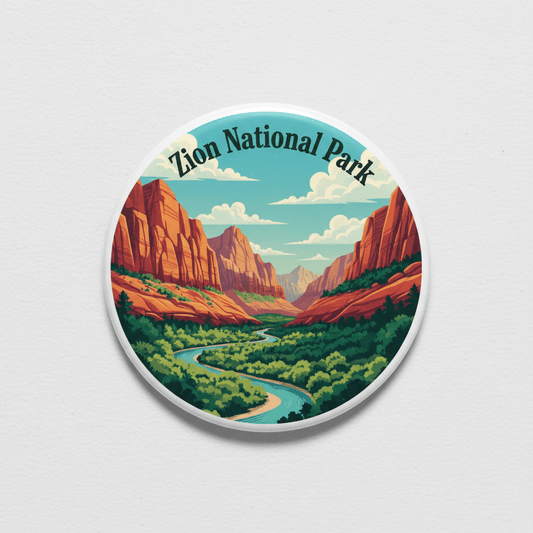Zion National Park Illustration Travel Art Pinback 2.25-inch - My Pinbacks