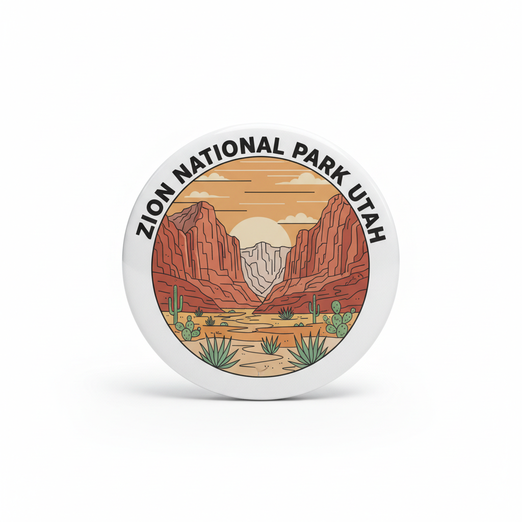 Zion National Park Utah Vintage Monoline Pinback 2.25-inch