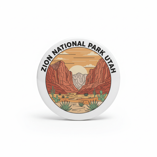 Zion National Park Utah Vintage Monoline Pinback 2.25-inch - My Pinbacks