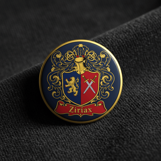 Ziriax Family Crest Coat of Arms Pinback 3-inch - My Pinbacks