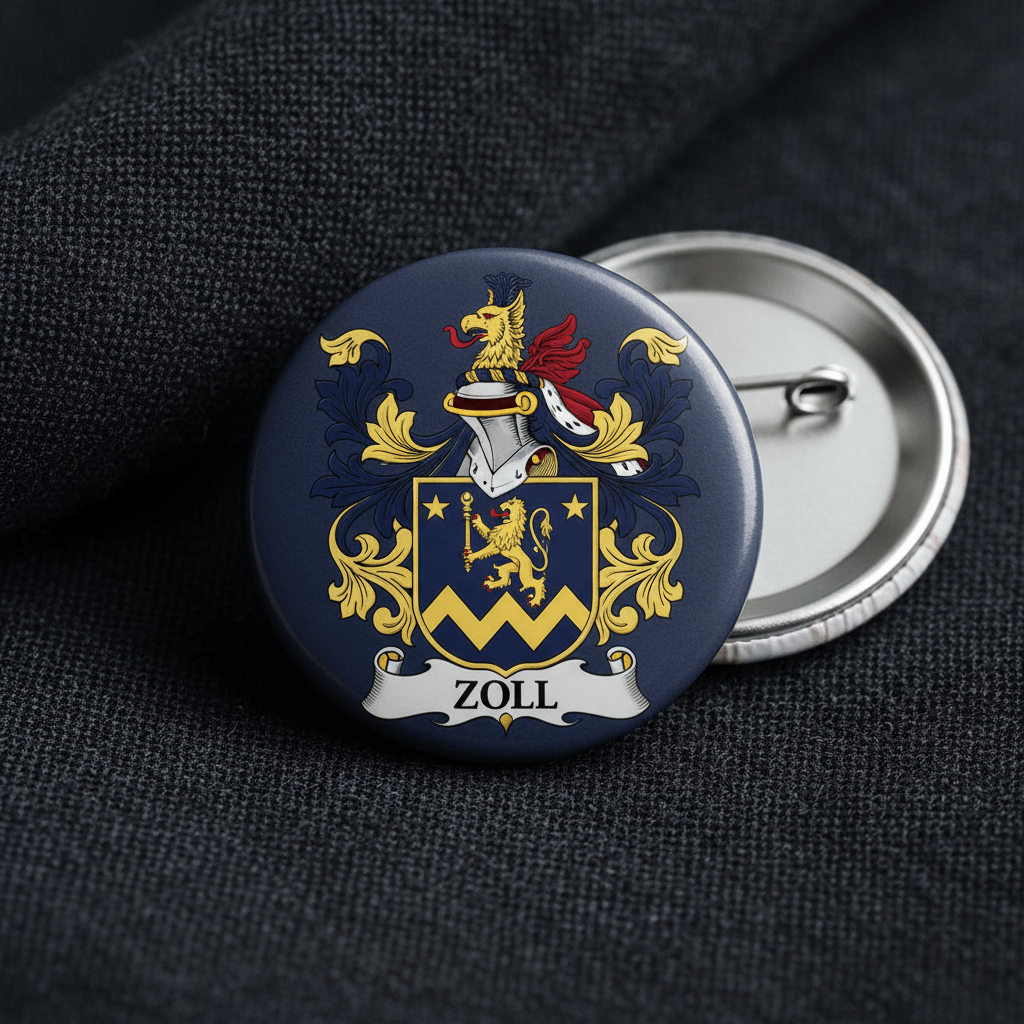 Zoll Family Crest Coat of Arms Pinback 3-inch - My Pinbacks