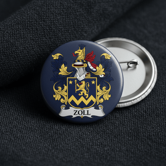 Zoll Family Crest Coat of Arms Pinback 3-inch - My Pinbacks