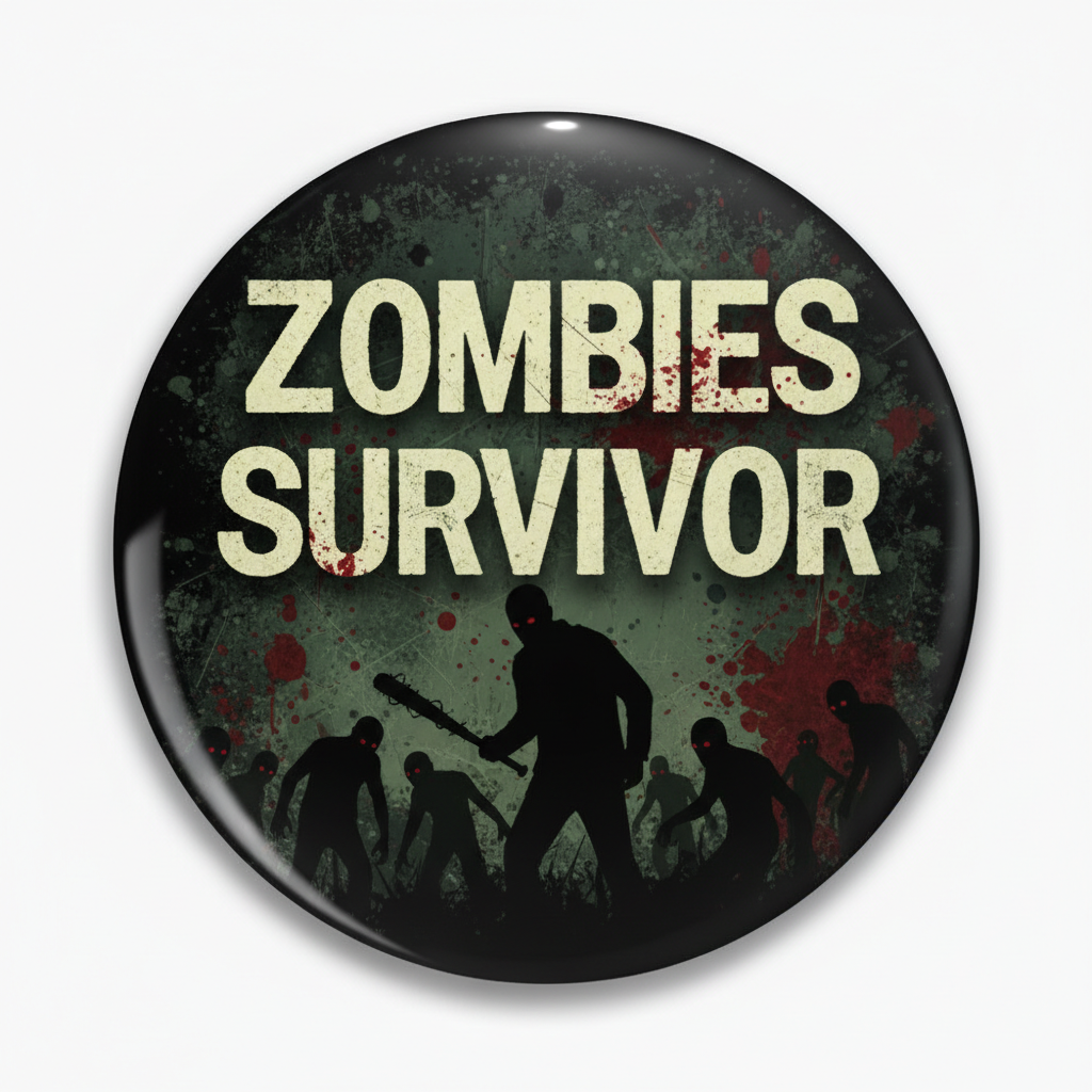 Zombies Survivor Pinback 2.25-inch plus free Lanyard
