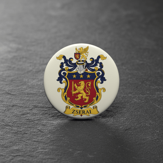 Zserai Family Crest Coat of Arms Pinback 3-inch - My Pinbacks