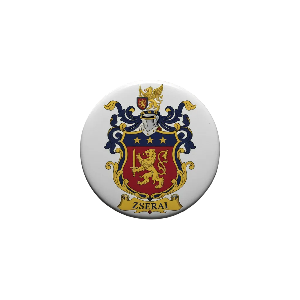 Zserai Family Crest Coat of Arms Pinback 3-inch