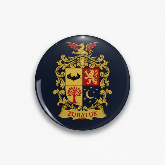 Zubatuk Family Crest Coat of Arms Pinback 3-inch