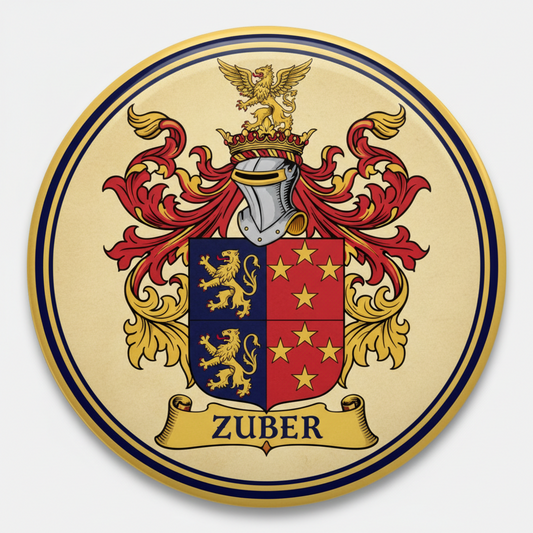 Zuber Family Crest Coat of Arms Pinback 3-inch