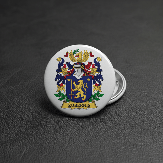 Zubernis Family Crest Coat of Arms Pinback 3-inch - My Pinbacks