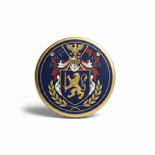 Zuehlke Family Crest Coat of Arms Pinback 3-inch