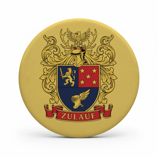 Zulauf Family Crest Coat of Arms Pinback 3-inch - My Pinbacks