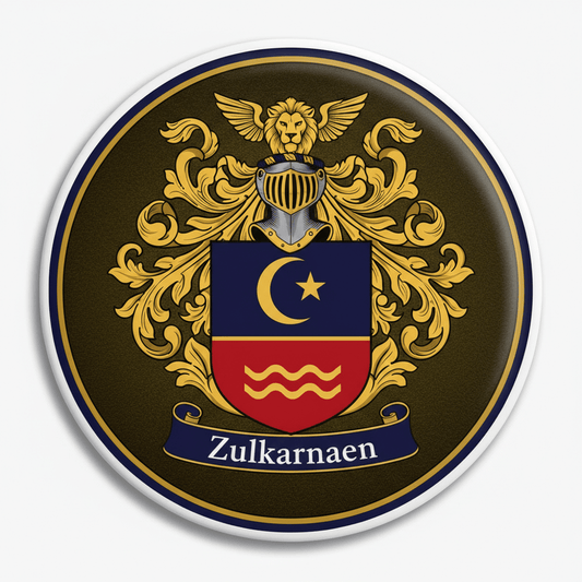 Zulkarnaen Family Crest Coat of Arms Pinback 3-inch - My Pinbacks