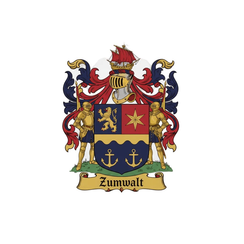 Zumwalt Family Crest Coat of Arms Pinback 3-inch - My Pinbacks