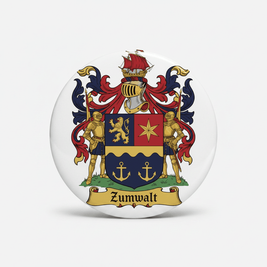 Zumwalt Family Crest Coat of Arms Pinback 3-inch - My Pinbacks
