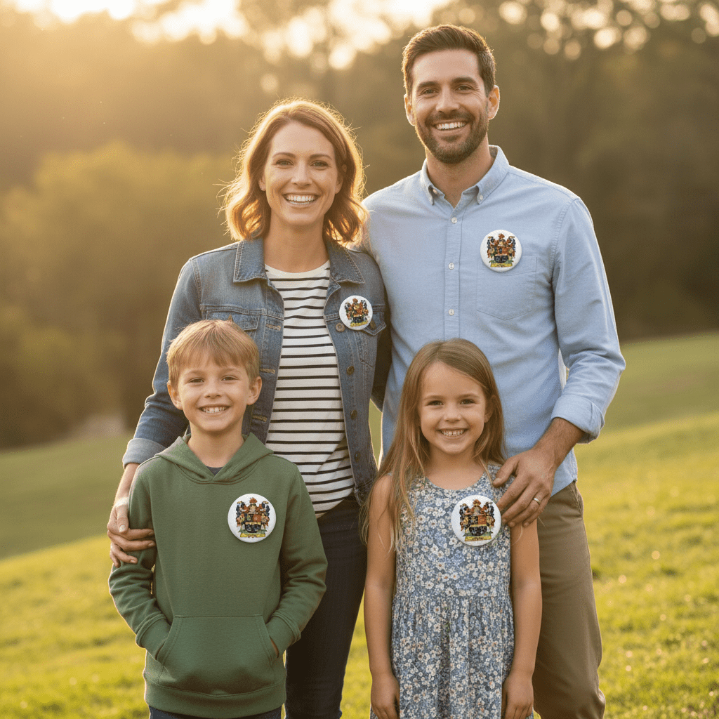 Zumwalt Family Crest Coat of Arms Pinback 3-inch - My Pinbacks