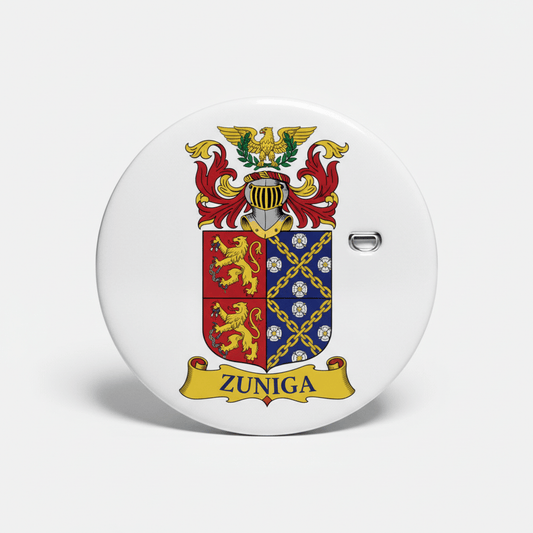 Zuniga Family Crest Coat of Arms Pinback 3-inch - My Pinbacks