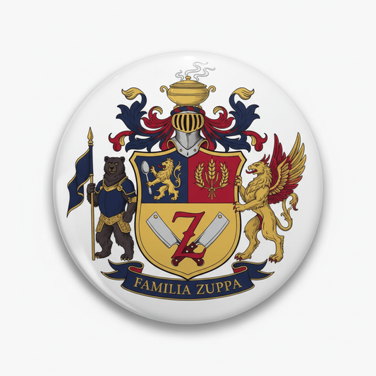 Zuppa Family Crest Coat of Arms Pinback 3-inch - My Pinbacks