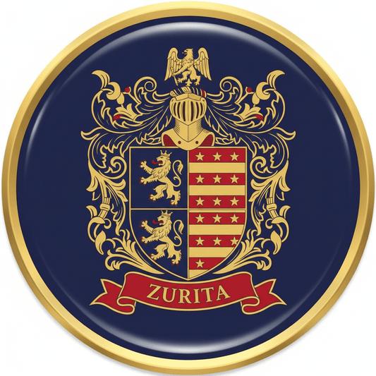 Zurita Family Crest Coat of Arms Pinback 3-inch - My Pinbacks