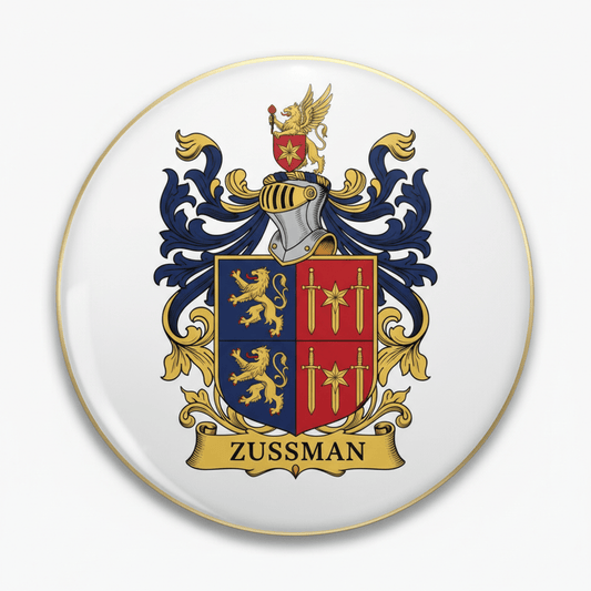 Zussman Family Crest Coat of Arms Pinback 3-inch - My Pinbacks